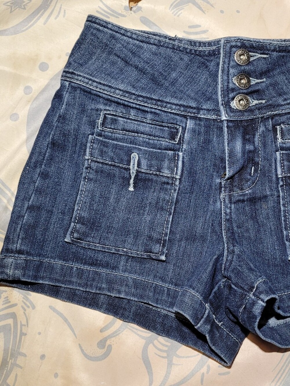 Dollhouse Dark Blue High-Rise Denim Shorts